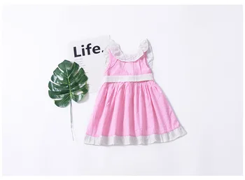 JY vasaros vaikų mergaičių rankovių juostelė rožinė suknelė atgal su bowknot H906 80-110 TZ02