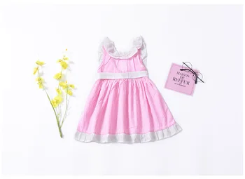 JY vasaros vaikų mergaičių rankovių juostelė rožinė suknelė atgal su bowknot H906 80-110 TZ02