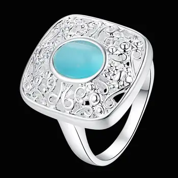 Jūra-mėlyna cirkonis arabesquitic gražus Sidabro padengtą Žiedas Mados Jewerly Žiedą, Moterims ir Vyrams , /GAFPEAKH XBUQNFAL