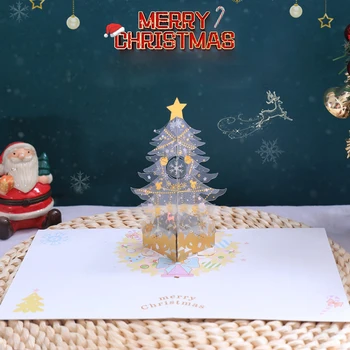 Kalėdų Eglutė 3D Pop-Up atvirukas Linksmų Kalėdų Atvirukai Dovanų Vaikams XH8Z