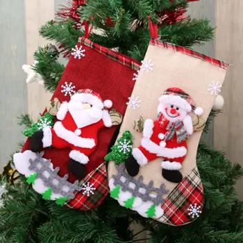 Kalėdų Kabinti Kojines Apdailos Kojinės Didelis Dekoratyvinis Batai Lino Spalvinga Kalėdų Eglučių Papuošalai