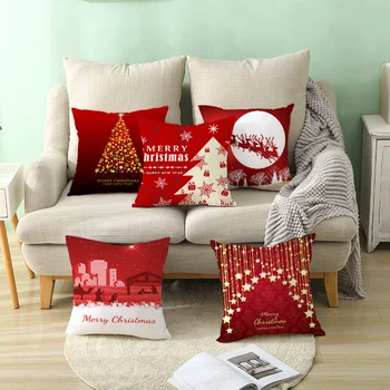 Kalėdų Persikas Oda Pagalvės užvalkalą Raudona Serijos Karšto Stiliaus 2021 Nauja Sofa Pagalvę Padengti Aikštėje 45X45 Pagalvėlė Padengti Namų Mesti Pagalvės