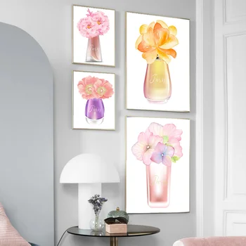 Kambarį Apdaila Spalvinga Minimalistinio Akvarelė Vaza Gėlių Plakatas Sienos Menas Spausdinti Paveikslai Tapyba Nuotraukos Modernių Namų