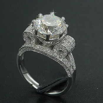 Karalienės Karūnos 3ct Lab Deimanto Žiedas 925 sterlingas sidabro Bijou Dalyvavimas Vestuvių juostoje Žiedai, Moterų Nuotakos Luuxry Šaliai, Papuošalai