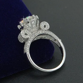Karalienės Karūnos 3ct Lab Deimanto Žiedas 925 sterlingas sidabro Bijou Dalyvavimas Vestuvių juostoje Žiedai, Moterų Nuotakos Luuxry Šaliai, Papuošalai
