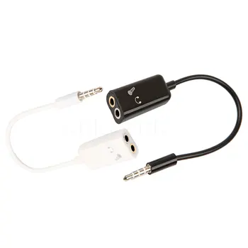 Kebidu 1pc 3.5 mm Mini Stereo Audio Splitter Vyrų ir Ausinės Ausinės + Mikrofonas Adapteris Juoda Aukštos Kokybės vielos jungtis