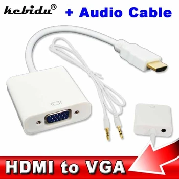 Kebidu HDMI suderinamus Male VGA Female VGA Vaizdo Garso Keitiklis Adapteris Kabeliai, HDMI suderinamus į VGA Kabelis HD 1080P