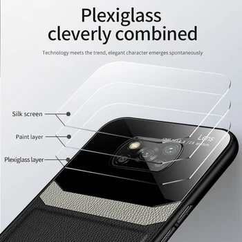 KEYSION atsparus smūgiams Atveju Xiaomi POCO X3 NFC Odos Veidrodis Grūdintas Stiklas Telefono Galinio Dangtelio Pocophone F2 Pro X2 Pro M2
