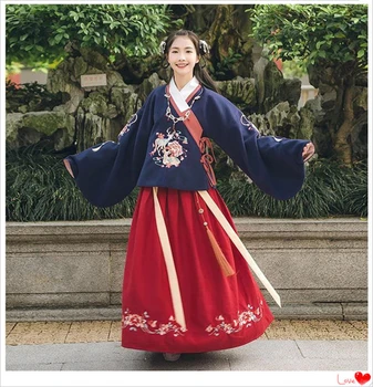 Kinijos Hanfu suknelė 한푸 Moterų Apykaklės, Juosmens Sijonas Teka Pipa Rankovės hanfu sijonas Kinijos Hanfu mergina Veiklos cosplay Kostiumas