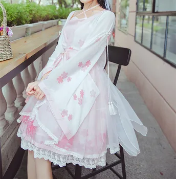 Kinijos stilius derliaus lolita dress mielas siuvinėjimas spausdinimo kawaii suknelė bowknot viktorijos suknelė gothic lolita op loli cosplay