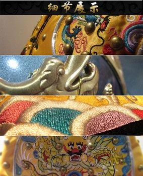Kinų senovės Odos, Vario Dragon bendrojo Šalmas, Šarvai Corselet Kui Jia Apranga Čing Dinastija Drabužius šarvai Mandžiūrijos vėliavos šarvai