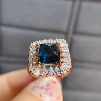 KJJEAXCMY fine jewelry S925 sterlingas sidabro inkrustacijos gamtos mėlynas topazas nauja mergina, mados žiedas paramos bandymo Kinų stiliaus