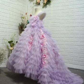 Konkurso Suknelės Mergaitėms Gėlių Vestuvių Bridesmaid, Vestidos Violetinė Vaikai Prom Vakarą Frocks Pirmoji Komunija Boutique Suknelė