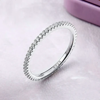Korėjos Mados Elegantiška Rožinės Spalvos Cirkonis Inkrustacijos 925 Sterlingas Sidabro Žiedai Paprastų Geometrinių Kristalų Žiedai Moterų Papuošalai