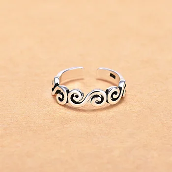 Korėjos Mados Sidabro Spalvos Etninės Reguliuojamo Dydžio Žiedais, Moteris, Ponios Prabangūs Papuošalai Madinga Antikvariniai Žiedas Anillos
