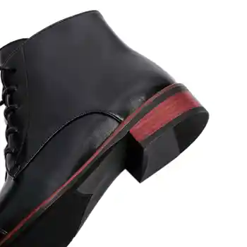 Krazing puodą darbo batai natūralios odos cross-susieta aukštos kokybės kvadratinės pėdos storio med kulno užtrauktukas office lady jaukus batai L77