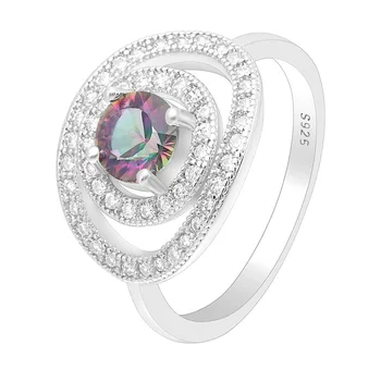 Kubinis Cirkonis cirkonis vestuvių žiedas žalia balta raudona violetinė sidabro padengtą papuošalai moterims, didmeninė dydis 6 7 8 9 ovalios žiedai