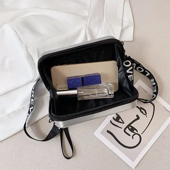 Kvadratinė Dėžutė Geometrijos Moterų Crossbody Maišelį Dizaineris Rankinės PVC Dryžuotas Petį Krepšys Moterų Sankabos Rankinėje Mini Lagaminas