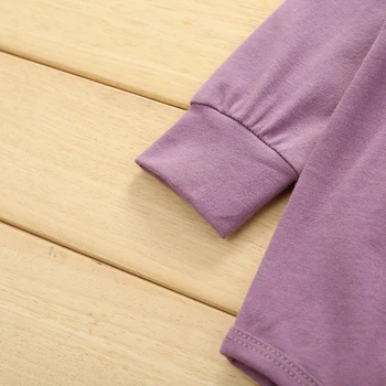 Kūdikių violetinė ilgomis rankovėmis viršuje Pilis spausdinimo kelnės Kostiumas apvalios apykaklės kūdikių Kombinezonas mielas megztinis kūdikių Drabužių Rinkiniai