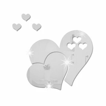 Kūrybinės Meilės Širdis 3D Veidrodinė Siena Lipdukas Nuimamas 