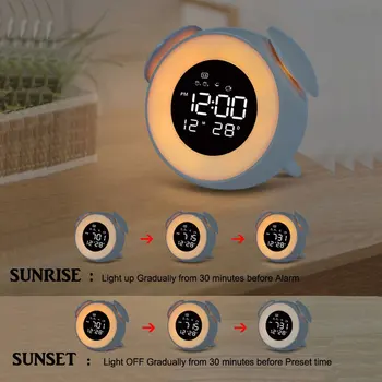 Kūrybos Spalvinga pažadinimo Laikrodis Retro LED Elektroninis Laikrodis-Žadintuvas Multi-funkcija USB Įkrovimo Wake-up Light