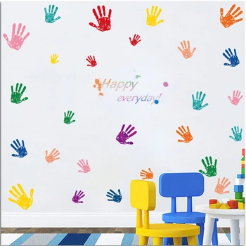 Kūrybos Spalvingas Mielas Handprint Sienų Lipdukai Vaikų Kambario Kūdikio Miegamojo, vaikų Darželio Sienos Apdailos Lipdukai 