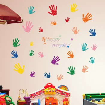 Kūrybos Spalvingas Mielas Handprint Sienų Lipdukai Vaikų Kambario Kūdikio Miegamojo, vaikų Darželio Sienos Apdailos Lipdukai 
