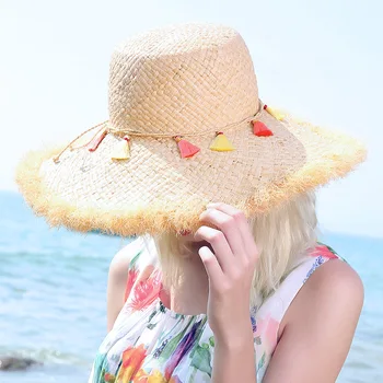 Lady Rafija Šiaudų Skrybėlę Mergaičių Vasaros Saulės, Skrybėlės, Plačios Kraštų Moterų Lafite Saulės, Kepurės Nuo Saulės, Paplūdimys Skrybėlės Reguliuoti A111