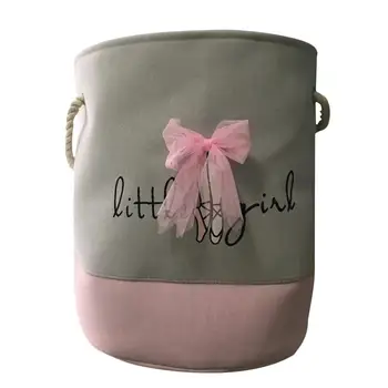 Laikymo Krepšelis Rožinė Baleto Mergina Lankas-mazgas Dizainas Saugojimo Krepšys Medvilnės Skalbiniai Nešvarūs Drabužiai Žaislas Krepšelį Namų Saugojimas