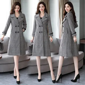 Languotas paltas moterų 2020 m. rudenį naujų korėjos versija slim lieknėjimo temperamentas ilgas vilnonis paltas
