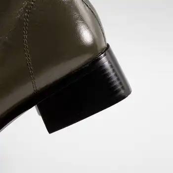 Lanxuryee laisvalaikio trumpas batai, natūralios odos aukštos kokybės kvadratinės pėdos storio med kulno nėrinių kasdien dėvėti mados batai L46