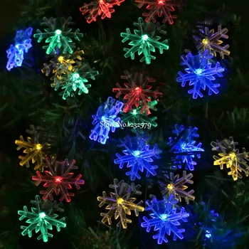 Lauko Apšvietimas LED Pasakų Šviesos 30 LED Saulės energija Varomas Snaigės String Žibintai Helovinas Vestuvės, Kalėdos, Šalis Festivalis
