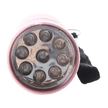 Lauko Mini Rožinės spalvos Guma Padengtas 9-LED Žibintuvėlį, Fakelą