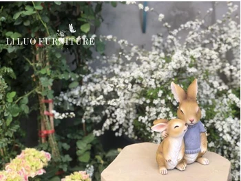 Lauko Sodo Puošmena Dervos Cute Bunny Figūrėlės Amatų Namų Sode Modeliavimas Gyvūnų Statula Ornamentais, Kiemo Villa Dekoras