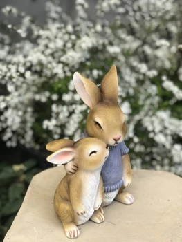 Lauko Sodo Puošmena Dervos Cute Bunny Figūrėlės Amatų Namų Sode Modeliavimas Gyvūnų Statula Ornamentais, Kiemo Villa Dekoras