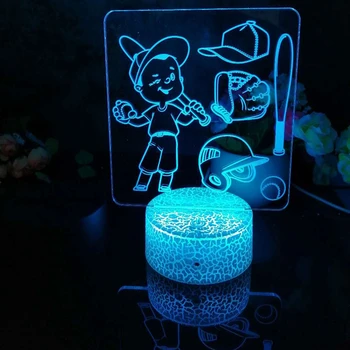 Led 3D Naktį Šviesos Beisbolo B Modelis naktinė lempa Vaiko Miegamasis Dekoro Stalo Lempos 16 Spalvos su nuotolinio