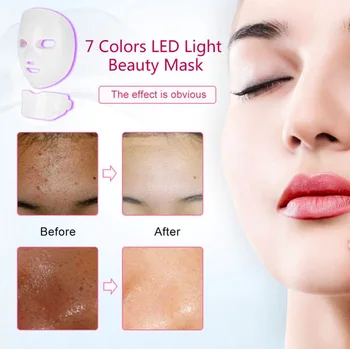 LED grožio šviesos kaukė priemonė fototerapija odos grožį optinis kaukė spalvinga kaklo kaukė kaukė priemonė, lengvojo vietoje oda