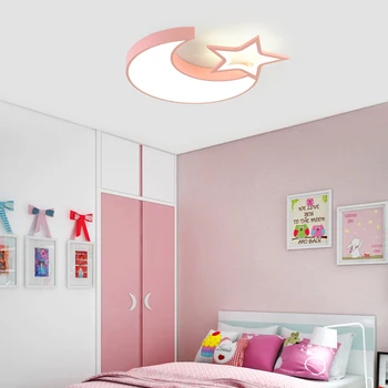 Led lubų šviestuvas vaikų kambario lempa paprasta modernus miegamojo lempa kūrybos apšvietimo žvaigždžių, mėnulio apšvietimas