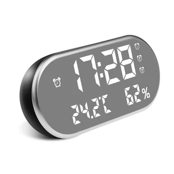 LED Stalo Laikrodžiai Despertador Ovalo formos Veidrodis, Stalas Skaitmeninis Laikrodis-Žadintuvas Elektroninis Laikrodis Su Temperatūra Reveil Žiūrėti USB Šiuolaikinės