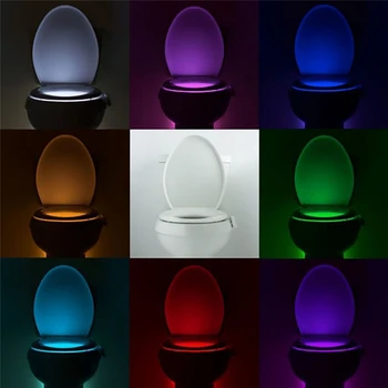 LED Tualetas Šviesos PIR Judesio Jutiklis Naktinis Žibintas 8 Spalvų Vandeniui Apšvietimas unitazo LED Luminaria Lempos WC Tualeto Šviesos