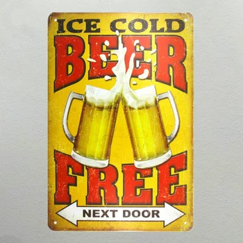 Ledas šaltas alus metalo pasirašyti Retro Sienos Derliaus Metalo Amatų Pub sienų dekoras