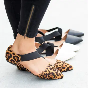 Leopard Moterų Sandalai, Batai Mados Atsitiktinis Romos Pažymėjo Tne Aikštėje Mažai Aukštakulnius Batus Vasaros Sandalai Elastinės Juostos Ponios Sandalai