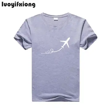 Luoyifxiong Lėktuvo Kilimui Spausdinti Moterų Marškinėlius Trumpomis Rankovėmis Atsitiktinis Juokingi Marškinėliai, Femme Hipster Tumblr Marškinėliai Moterims Topai