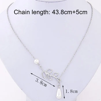 Mados Moterų choker Tuščiaviduriai Lapų Dirbtiniais Perlų Pakabukas Clavicle Grandinės Karoliai, Papuošalai Naujas Moters accesories