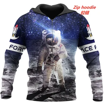 Mados rudens-žiemos Palaidinukė astronautų išėjimas į 3D atspausdintas Hoodie užtrauktukas Hoodie Naujas Unisex Gatvės atsitiktinis Marškinėlius