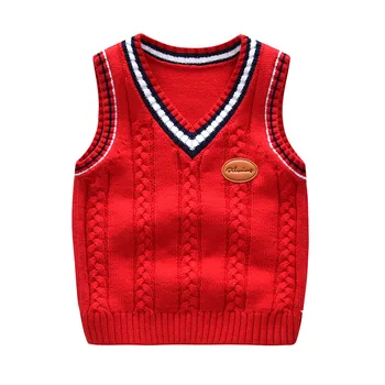 Mados stilius Vaikų berniukų megztinis megztas liemenė kailis Berniukai Nėrimo Medvilnė, liemenė Vaikams aukščiausios kokybės rankovių megztiniai