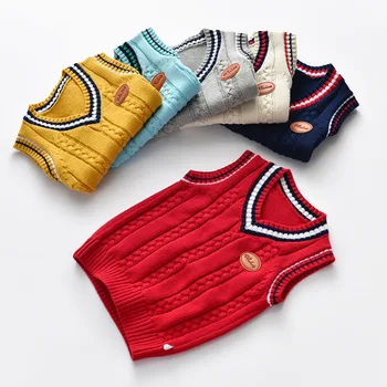 Mados stilius Vaikų berniukų megztinis megztas liemenė kailis Berniukai Nėrimo Medvilnė, liemenė Vaikams aukščiausios kokybės rankovių megztiniai