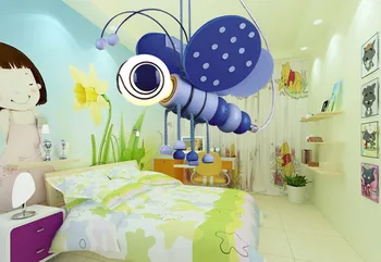 Mažmeninė ir Didmeninė Šiuolaikinės Mėlyna/Rožinė LED E14 Animacinių filmų Bičių pakabukas lempa, vaikų, miegamojo, Vaikų,vaikų Naktį Žibintai