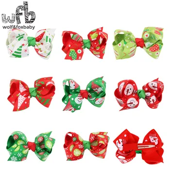 Mažmeninės prekybos staigius Kalėdų bowknot spalvinga juostelės mada, plaukų aksesuarai, galvos apdangalai, baby kūdikiams, Vaikams, vaikai