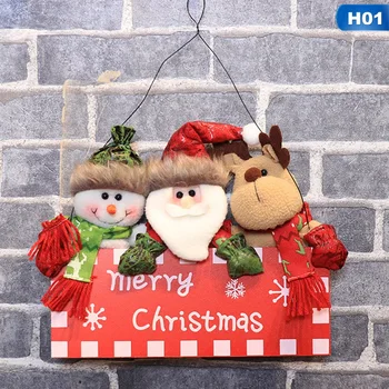 Mediniai Linksmų Kalėdų Pasirašyti Su Medžio Animacinių Filmų Lėlės Durys, Sienos Kabantys Papuošalai Apnašas Už Kalėdos Home Office Restoranas, Kavinė, Parduotuvė